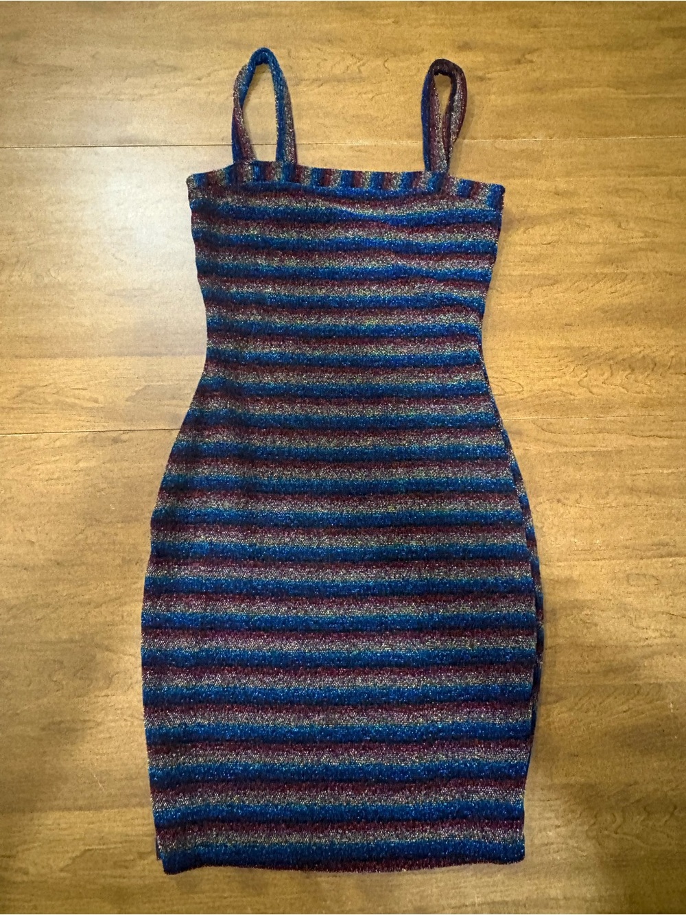 Charlotte Russe Metallic Rainbow Striped Bodycon Mini Dress XS